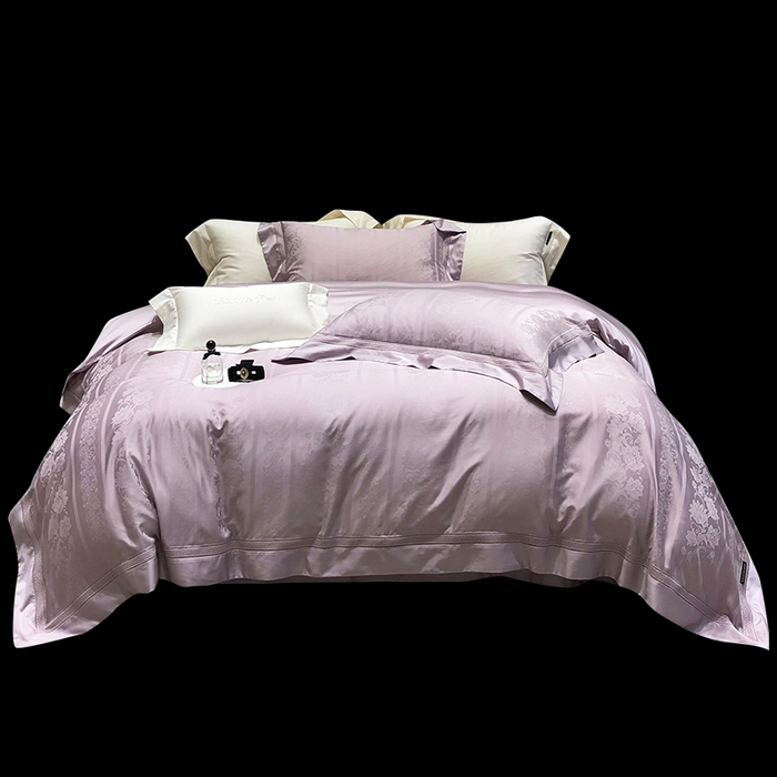 91家纺网 家纺一手货源 找家纺 黑白森林 2025新款80S超细旦天丝棉提花四件套 维奥拉-空灵紫