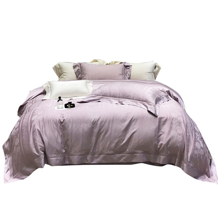 91家纺网 家纺一手货源 找家纺 黑白森林 2025新款80S超细旦天丝棉提花四件套 维奥拉-空灵紫