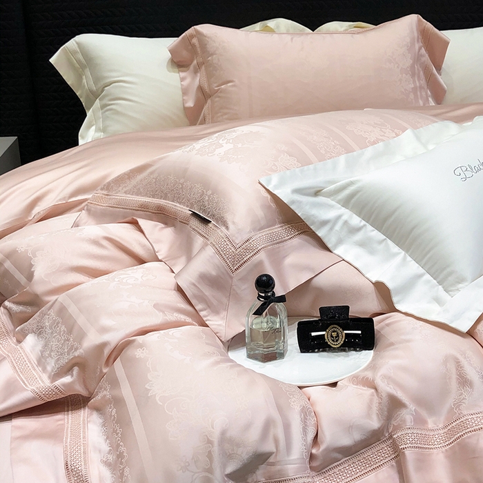 黑白森林 2025新款80S超细旦天丝棉提花四件套 维奥拉-云黛粉