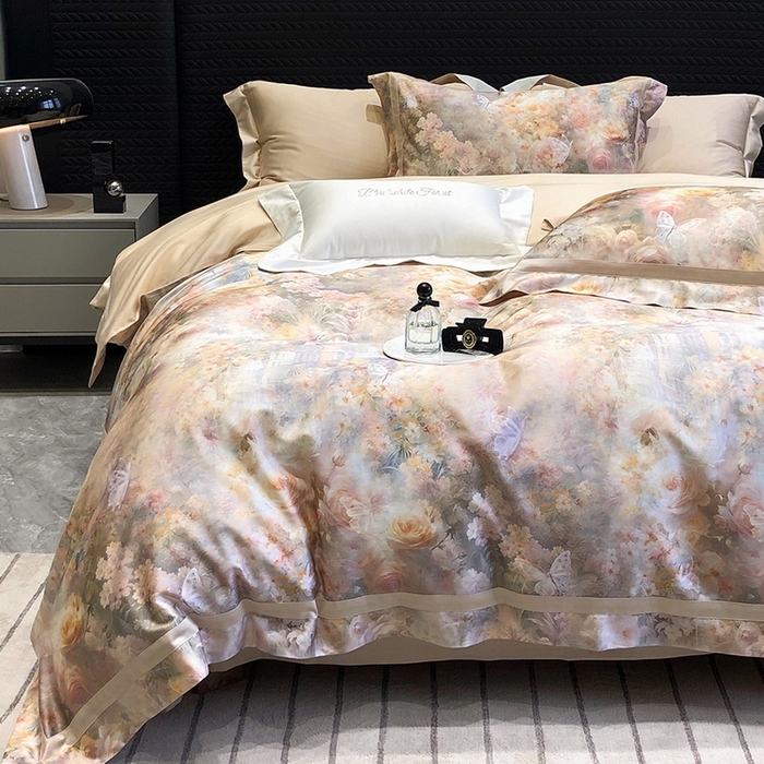 91家纺网 家纺一手货源 找家纺 （总）黑白森林 2025新款高支天丝棉数码印花 套件系列四件套