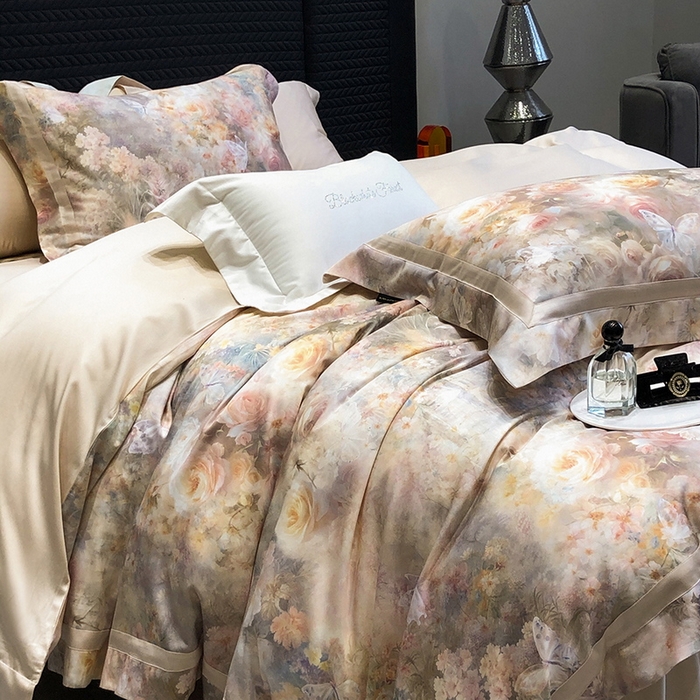 91家纺网 家纺一手货源 找家纺 （总）黑白森林 2025新款高支天丝棉数码印花 套件系列四件套