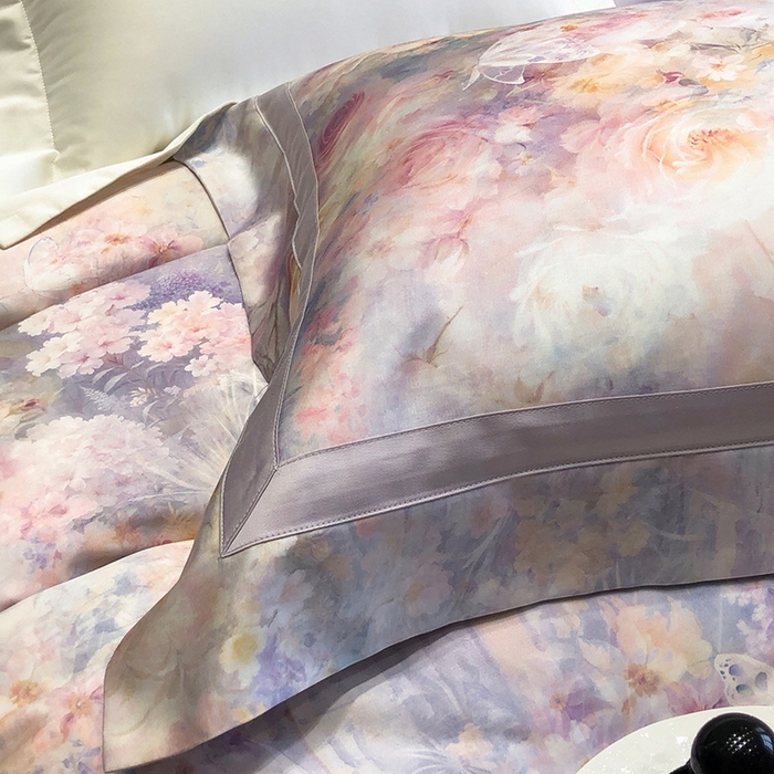 91家纺网 家纺一手货源 找家纺 黑白森林 2025新款高支天丝棉数码印花 套件系列四件套 爱丁堡花园-紫