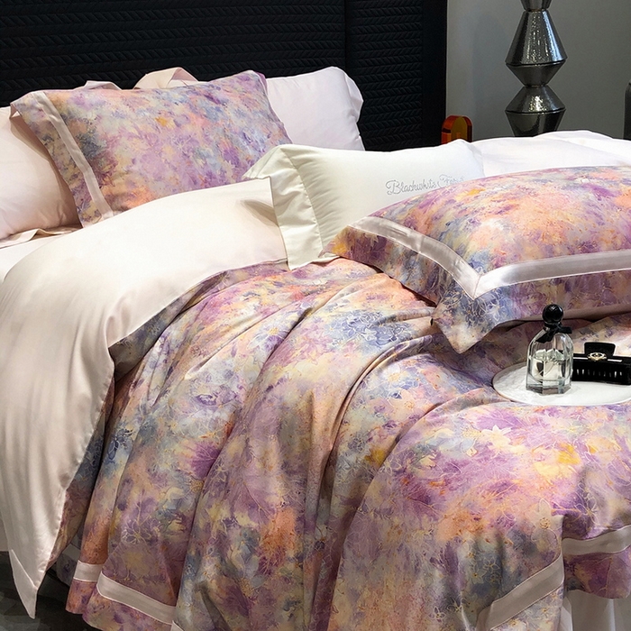 91家纺网 家纺一手货源 找家纺 黑白森林 2025新款高支天丝棉数码印花 套件系列四件套 梦幻之境-粉