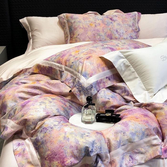 黑白森林 2025新款高支天丝棉数码印花 套件系列四件套 梦幻之境-粉