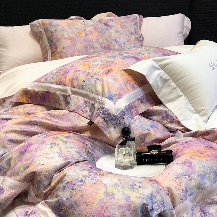 91家纺网 家纺一手货源 找家纺 黑白森林 2025新款高支天丝棉数码印花 套件系列四件套 梦幻之境-粉