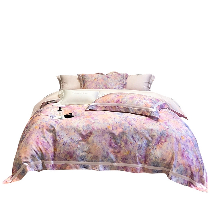 91家纺网 家纺一手货源 找家纺 黑白森林 2025新款高支天丝棉数码印花 套件系列四件套 梦幻之境-粉