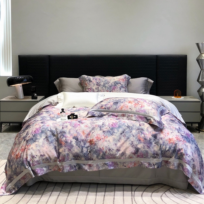 91家纺网 家纺一手货源 找家纺 黑白森林 2025新款高支天丝棉数码印花 套件系列四件套 梦幻之境-灰