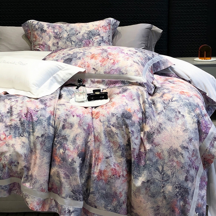 91家纺网 家纺一手货源 找家纺 黑白森林 2025新款高支天丝棉数码印花 套件系列四件套 梦幻之境-灰