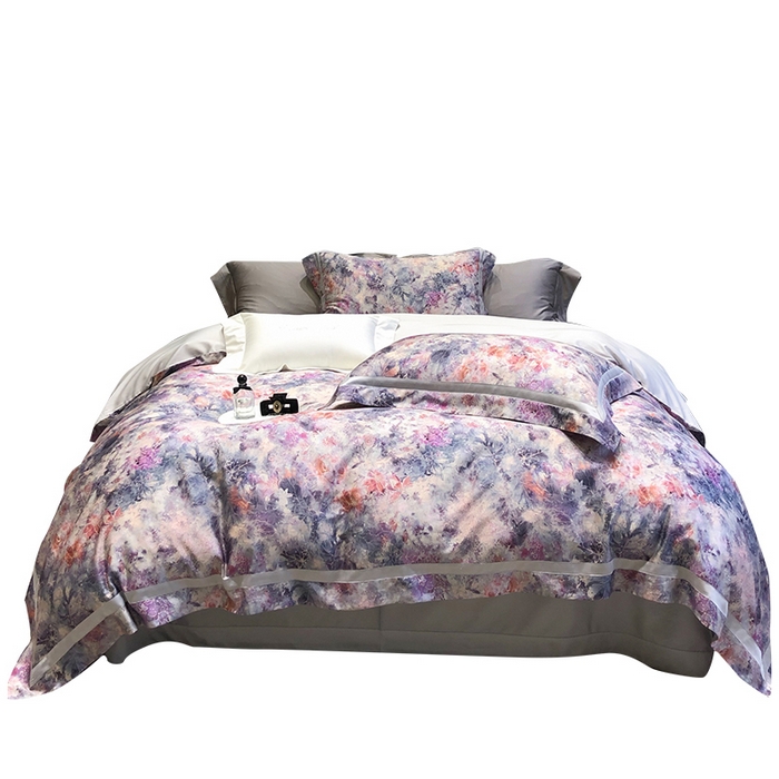 91家纺网 家纺一手货源 找家纺 黑白森林 2025新款高支天丝棉数码印花 套件系列四件套 梦幻之境-灰