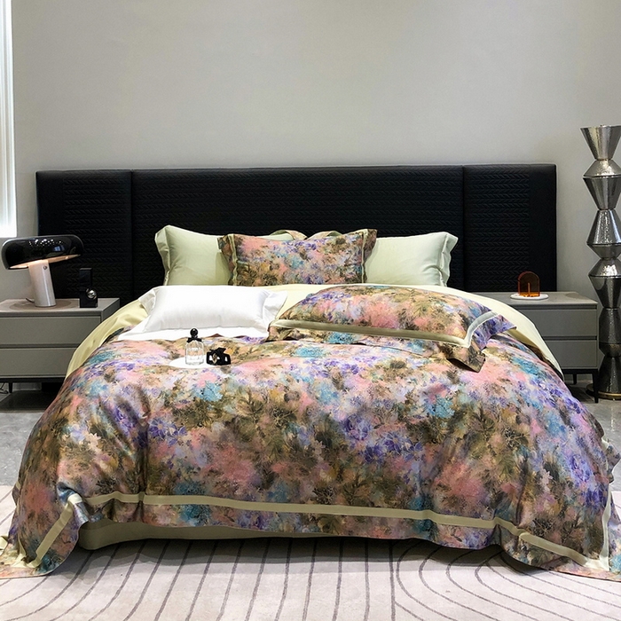 91家纺网 家纺一手货源 找家纺 黑白森林 2025新款高支天丝棉数码印花 套件系列四件套 梦幻之境-绿