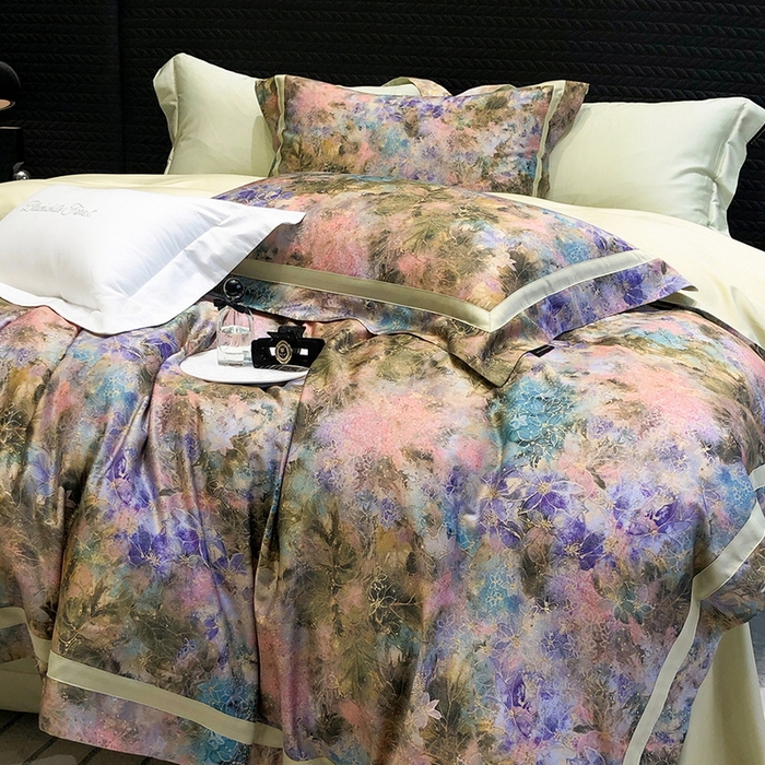 91家纺网 家纺一手货源 找家纺 黑白森林 2025新款高支天丝棉数码印花 套件系列四件套 梦幻之境-绿