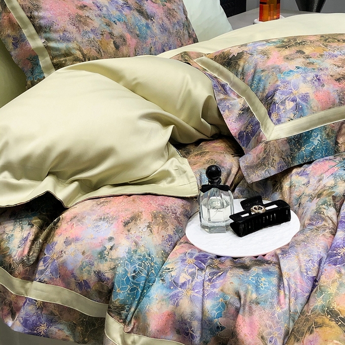 91家纺网 家纺一手货源 找家纺 黑白森林 2025新款高支天丝棉数码印花 套件系列四件套 梦幻之境-绿