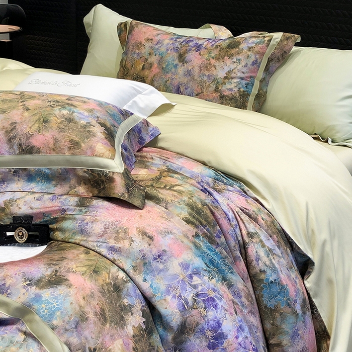 91家纺网 家纺一手货源 找家纺 黑白森林 2025新款高支天丝棉数码印花 套件系列四件套 梦幻之境-绿