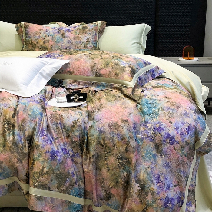 91家纺网 家纺一手货源 找家纺 黑白森林 2025新款高支天丝棉数码印花 套件系列四件套 梦幻之境-绿