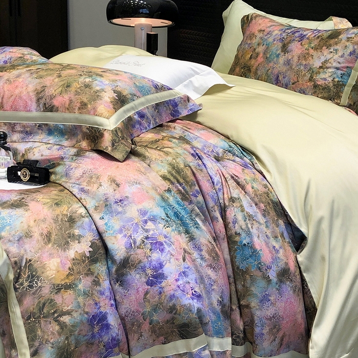 91家纺网 家纺一手货源 找家纺 黑白森林 2025新款高支天丝棉数码印花 套件系列四件套 梦幻之境-绿