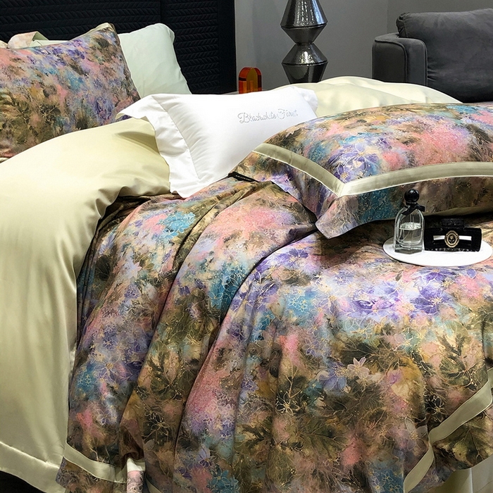 91家纺网 家纺一手货源 找家纺 黑白森林 2025新款高支天丝棉数码印花 套件系列四件套 梦幻之境-绿