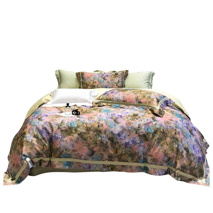 91家纺网 家纺一手货源 找家纺 黑白森林 2025新款高支天丝棉数码印花 套件系列四件套 梦幻之境-绿