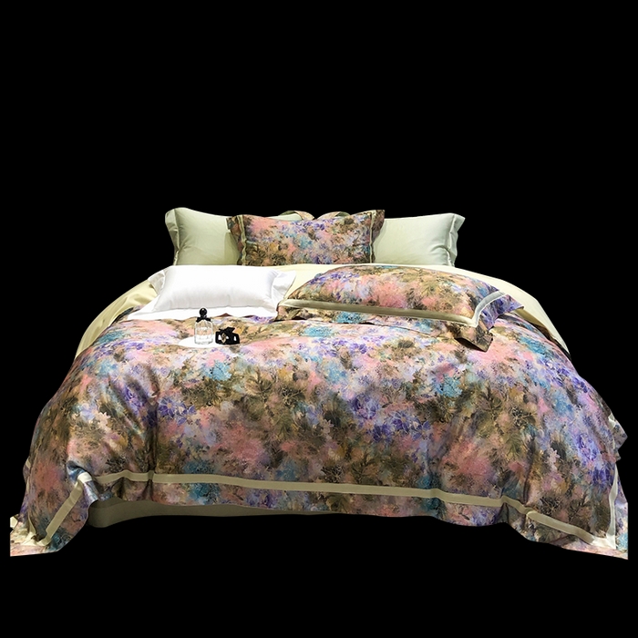 91家纺网 家纺一手货源 找家纺 黑白森林 2025新款高支天丝棉数码印花 套件系列四件套 梦幻之境-绿