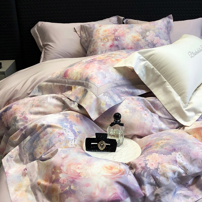 91家纺网 家纺一手货源 找家纺 （总）黑白森林 2025新款高支天丝棉数码印花 套件系列四件套