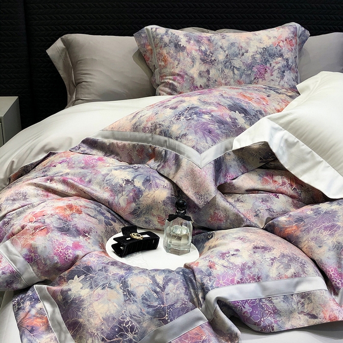 91家纺网 家纺一手货源 找家纺 （总）黑白森林 2025新款高支天丝棉数码印花 套件系列四件套