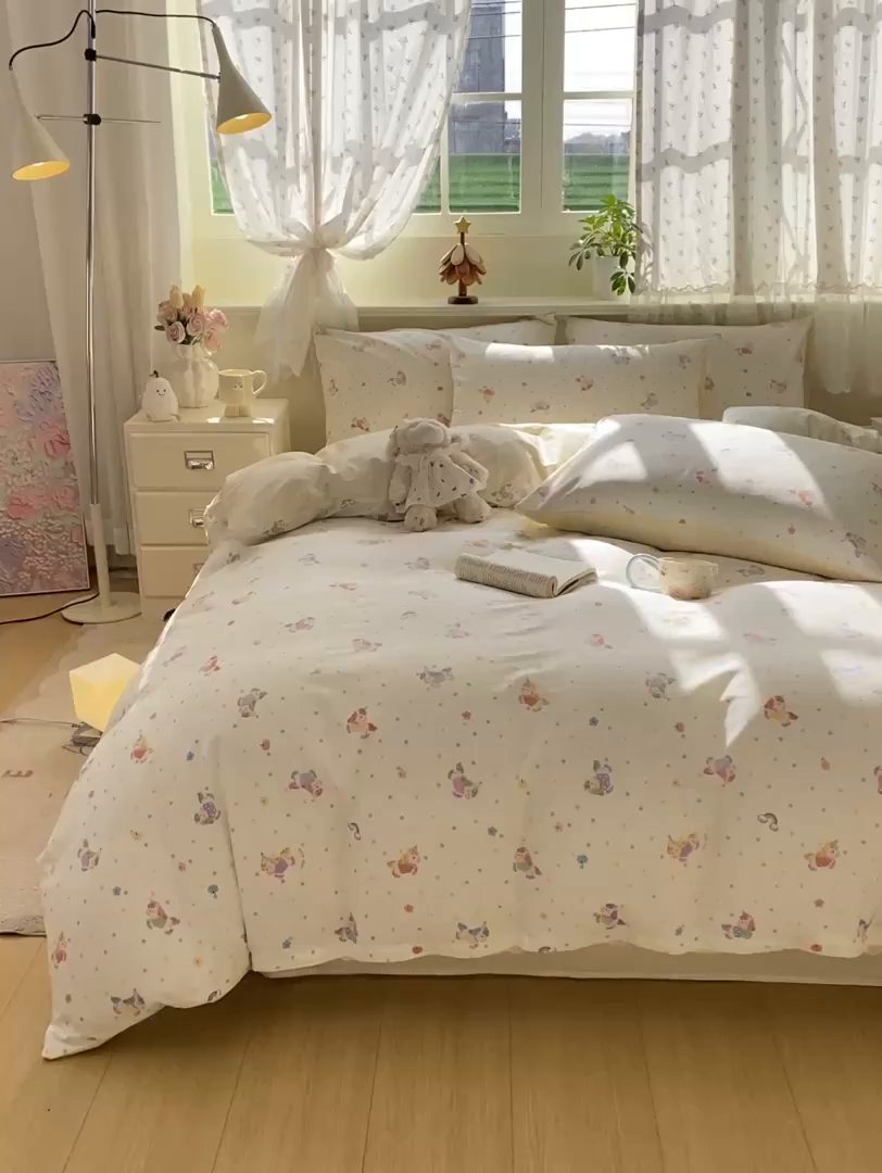 91家纺网 家纺一手货源 找家纺 （总）红日子纺织品 2026新款12868纯棉全棉印花卡通系列四件套