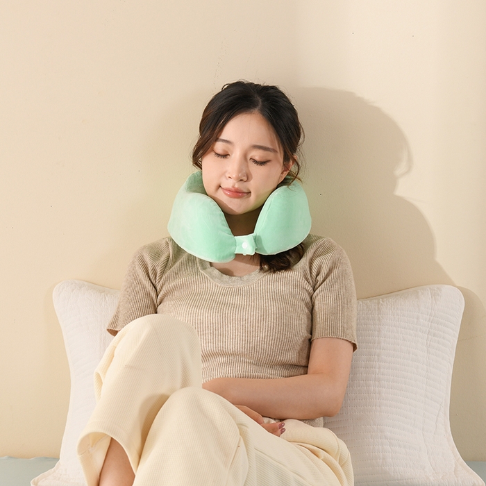 91家纺网 家纺一手货源 找家纺 金牛枕芯 2026新款宝宝绒记忆棉护颈枕枕头枕芯 草绿