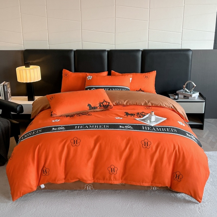 友承家纺 2026新款床上用品加厚磨毛四件套春夏床单磨毛被套高级奢华宿舍三件套欧洲站 爱玛橙