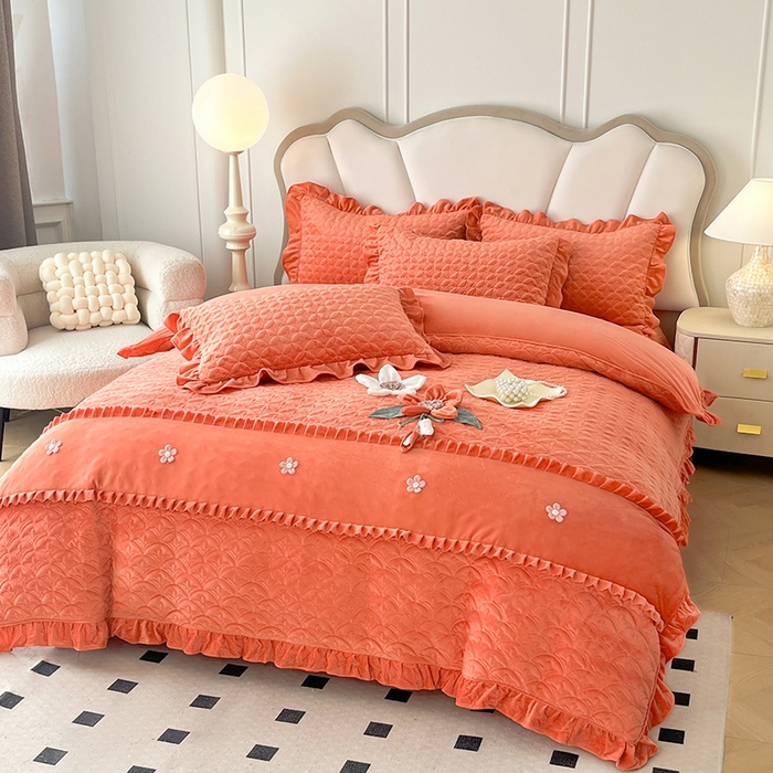 91家纺网 家纺一手货源 找家纺 （总）兴美佳家纺 2024新款水晶绒全加棉床盖四件套-冬之恋