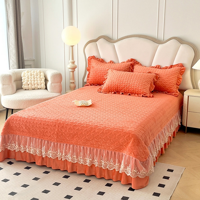 91家纺网 家纺一手货源 找家纺 兴美佳家纺 2024新款水晶绒全加棉床盖四件套-冬之恋 冬之恋-橘色