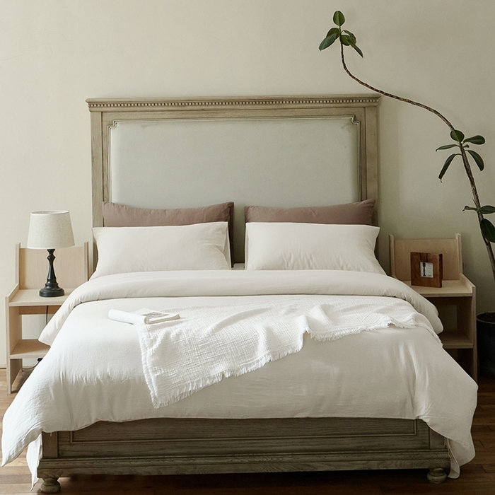 91家纺网 家纺一手货源 找家纺 （总）子和家居 2025新款80支高密全棉双层纱四件套-云憩