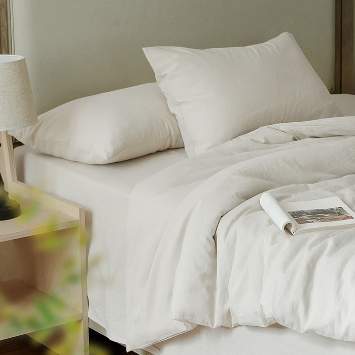 91家纺网 家纺一手货源 找家纺 子和家居 2025新款80支高密全棉双层纱四件套-云憩 云憩-白色