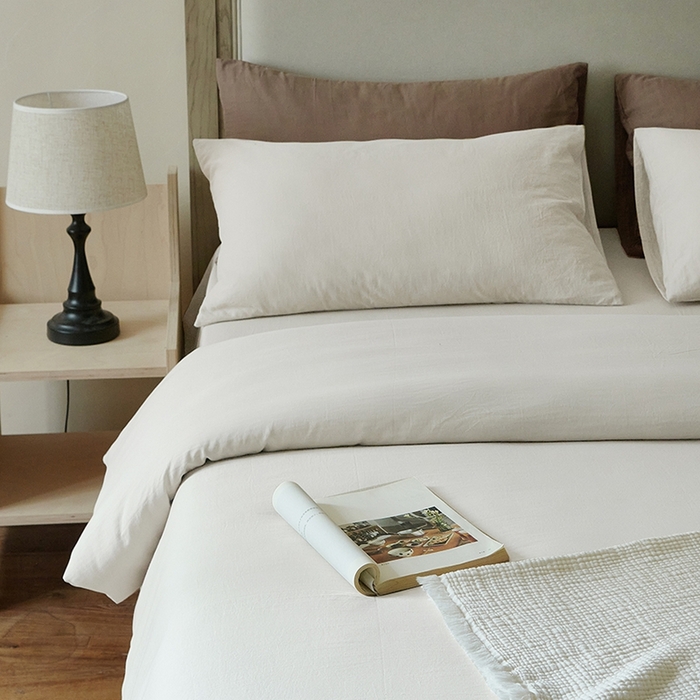 91家纺网 家纺一手货源 找家纺 子和家居 2025新款80支高密全棉双层纱四件套-云憩 云憩-白色