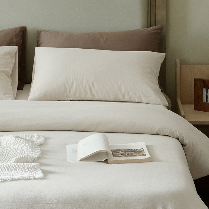 91家纺网 家纺一手货源 找家纺 子和家居 2025新款80支高密全棉双层纱四件套-云憩 云憩-白色