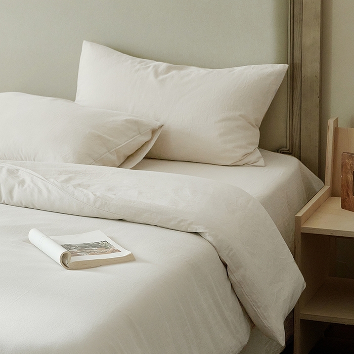 91家纺网 家纺一手货源 找家纺 子和家居 2025新款80支高密全棉双层纱四件套-云憩 云憩-白色