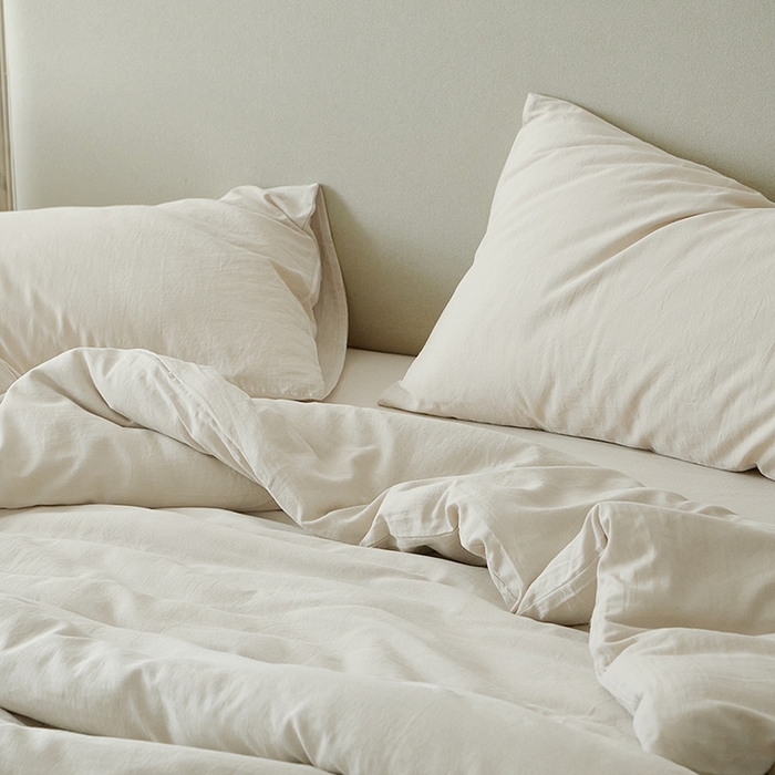 91家纺网 家纺一手货源 找家纺 子和家居 2025新款80支高密全棉双层纱四件套-云憩 云憩-白色