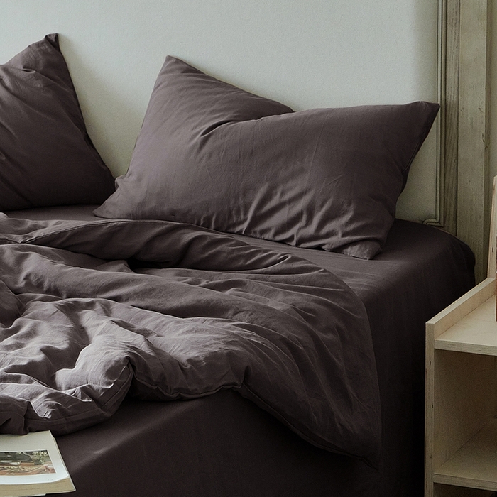 91家纺网 家纺一手货源 找家纺 子和家居 2025新款80支高密全棉双层纱四件套-云憩 云憩-乌梅紫