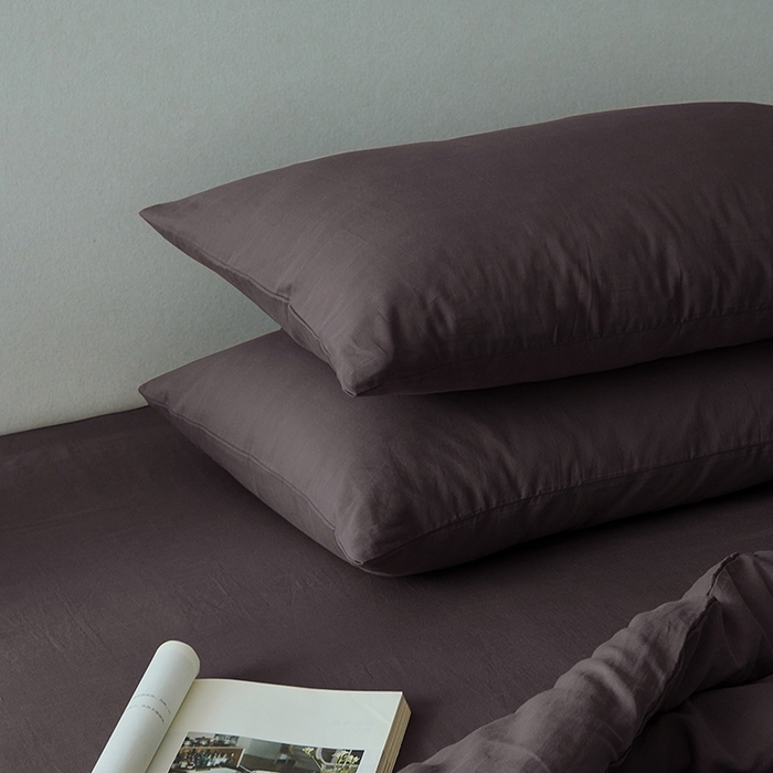 91家纺网 家纺一手货源 找家纺 子和家居 2025新款80支高密全棉双层纱四件套-云憩 云憩-乌梅紫