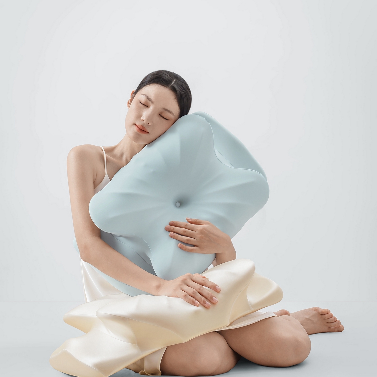 91家纺网 家纺一手货源 找家纺 可恩欣 2025新款零压舒颈蝴蝶枕枕头枕芯 海洋蓝