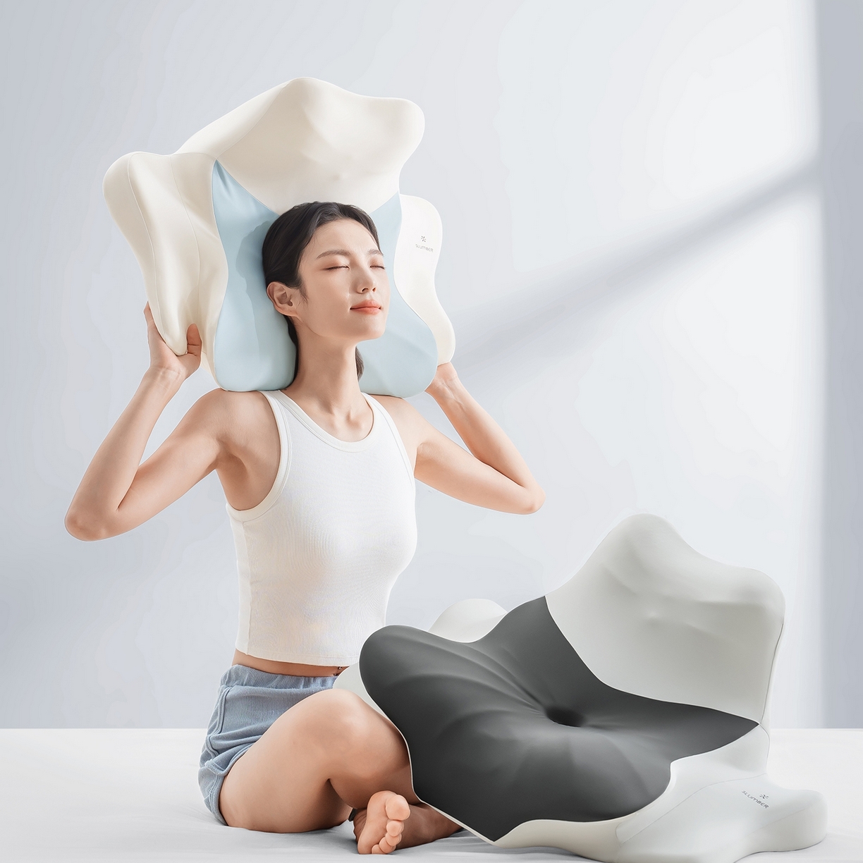 91家纺网 家纺一手货源 找家纺 可恩欣 2025新款躺玩多功能趴睡枕枕头枕芯 深空灰