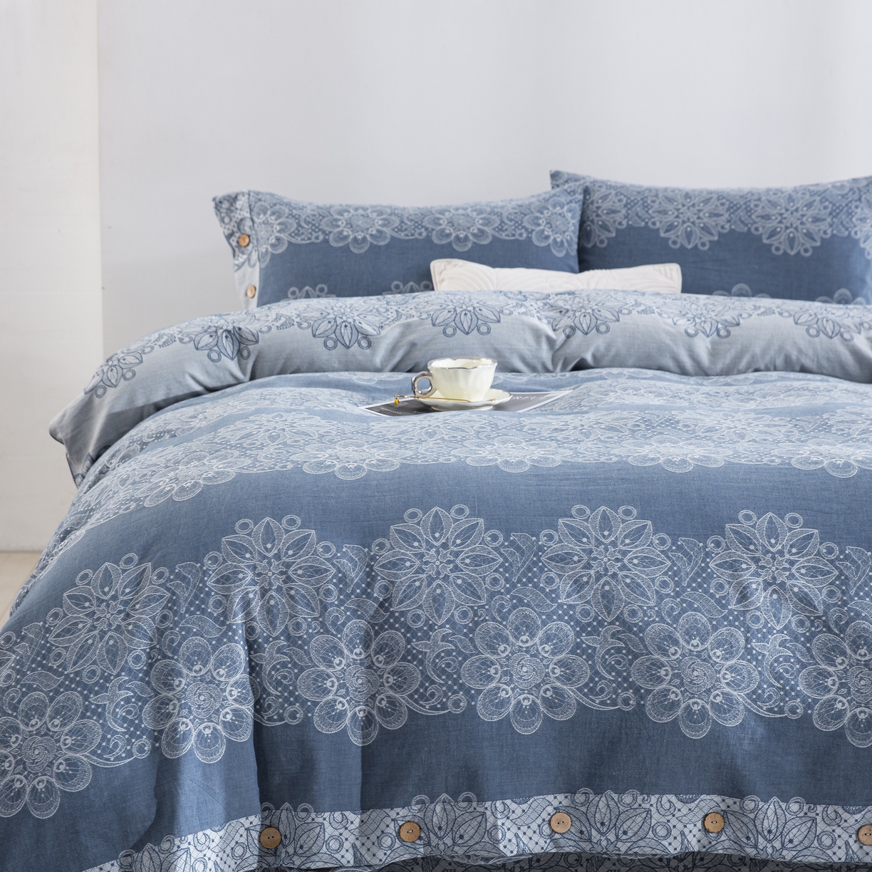 91家纺网 家纺一手货源 找家纺 （总）双层纱家居 2025新款小清新双层纱四件套