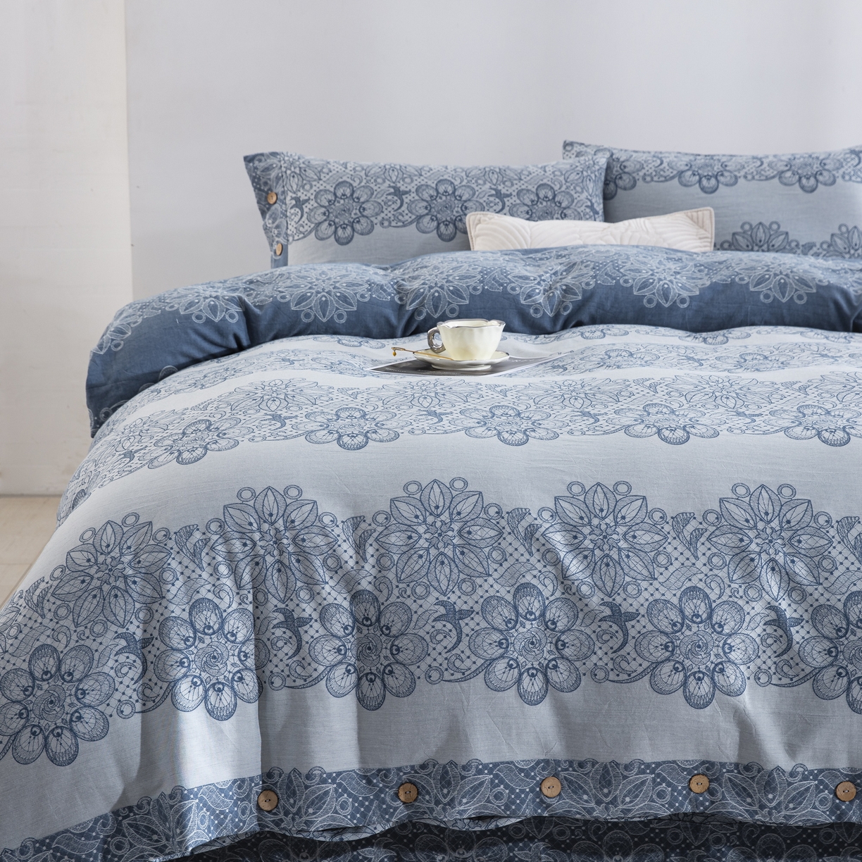 91家纺网 家纺一手货源 找家纺 （总）双层纱家居 2025新款小清新双层纱四件套