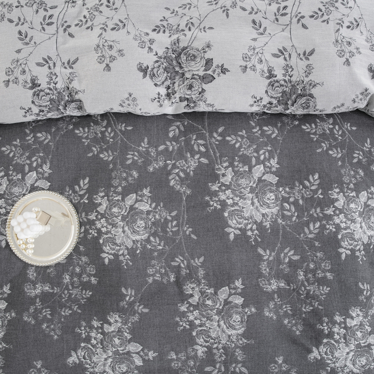 91家纺网 家纺一手货源 找家纺 双层纱家居 2025新款小清新双层纱四件套 春雨灰