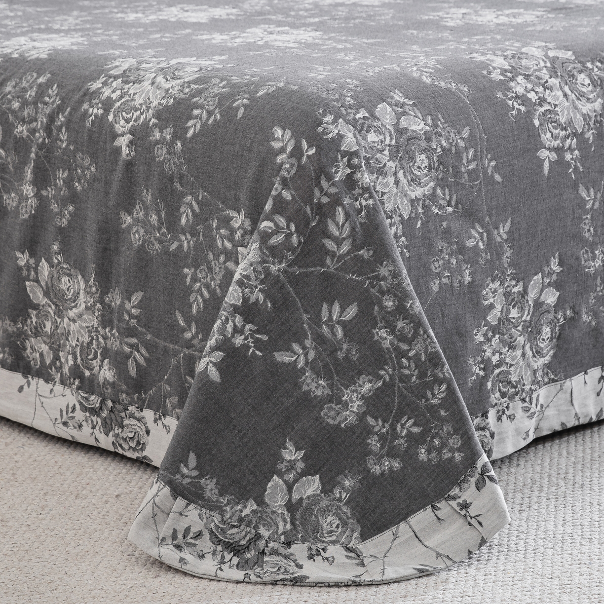 91家纺网 家纺一手货源 找家纺 双层纱家居 2025新款小清新双层纱四件套 春雨灰