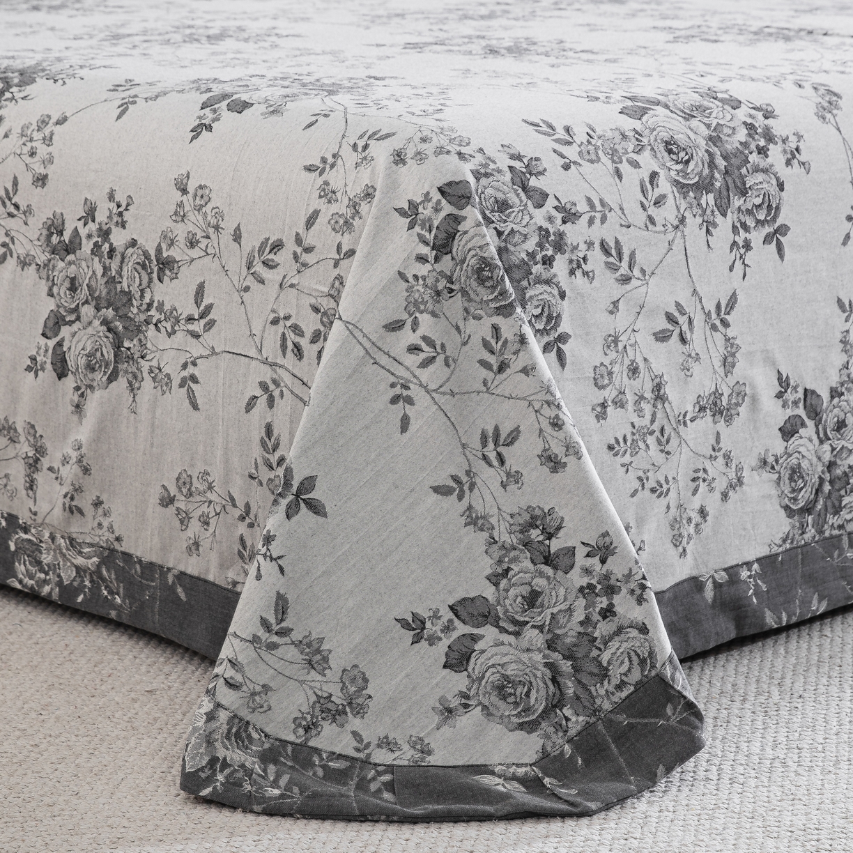 91家纺网 家纺一手货源 找家纺 双层纱家居 2025新款小清新双层纱四件套 春雨灰白