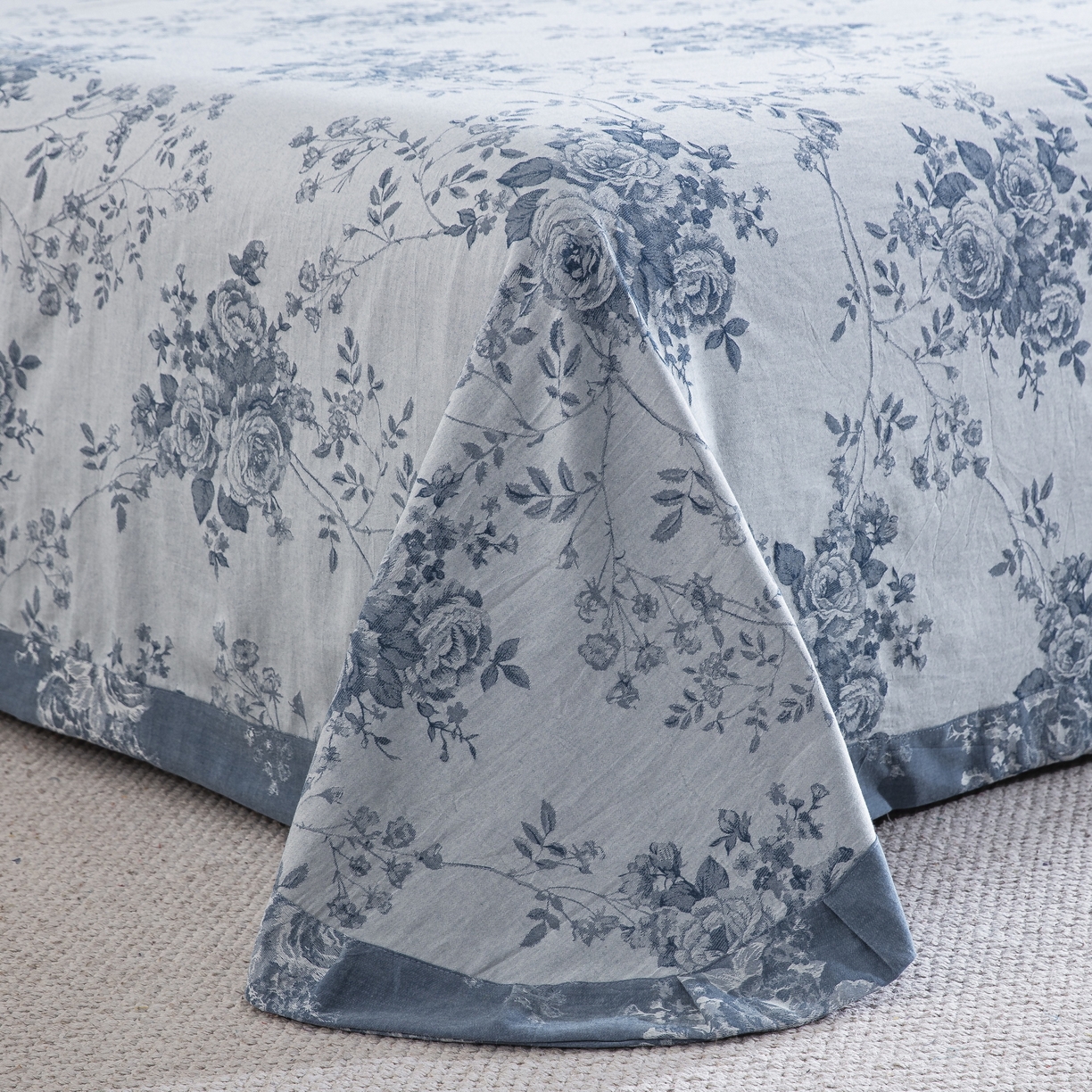 91家纺网 家纺一手货源 找家纺 双层纱家居 2025新款小清新双层纱四件套 春雨蓝白