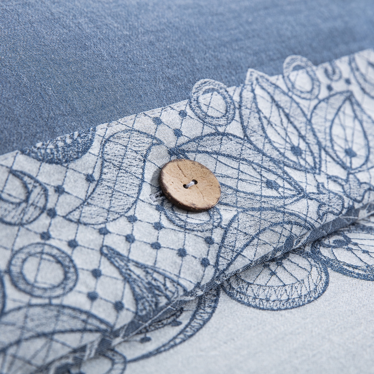 91家纺网 家纺一手货源 找家纺 双层纱家居 2025新款小清新双层纱四件套 兰亭序-蓝