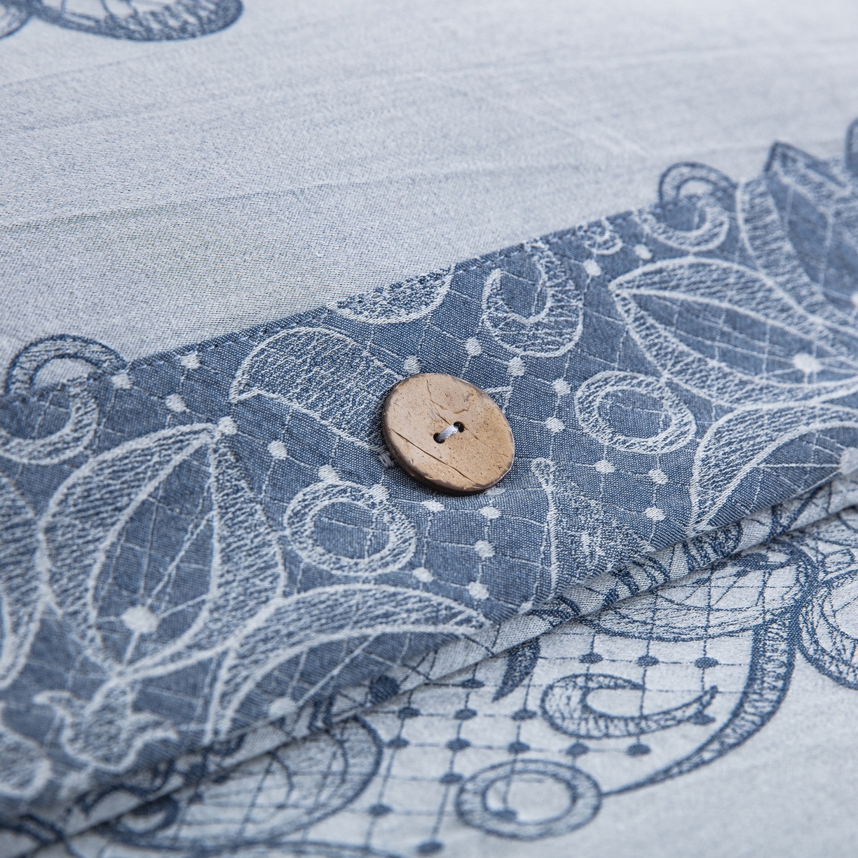 91家纺网 家纺一手货源 找家纺 双层纱家居 2025新款小清新双层纱四件套 兰亭序蓝白