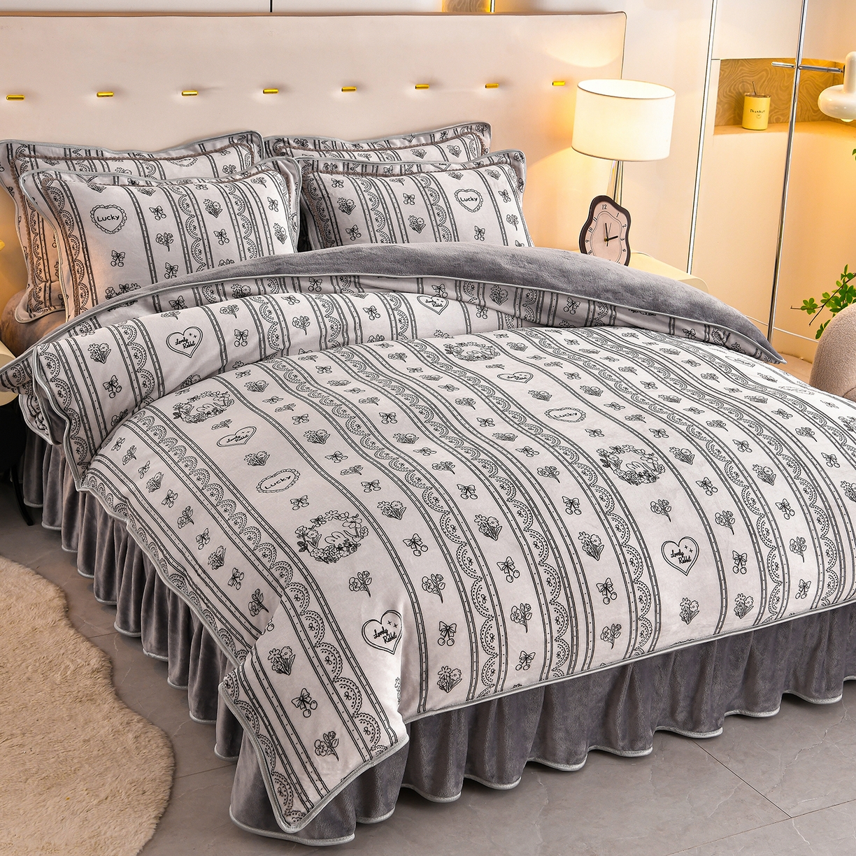 曼尼家纺 2025新款7斤高克重牛奶绒四件套 风栖梦语