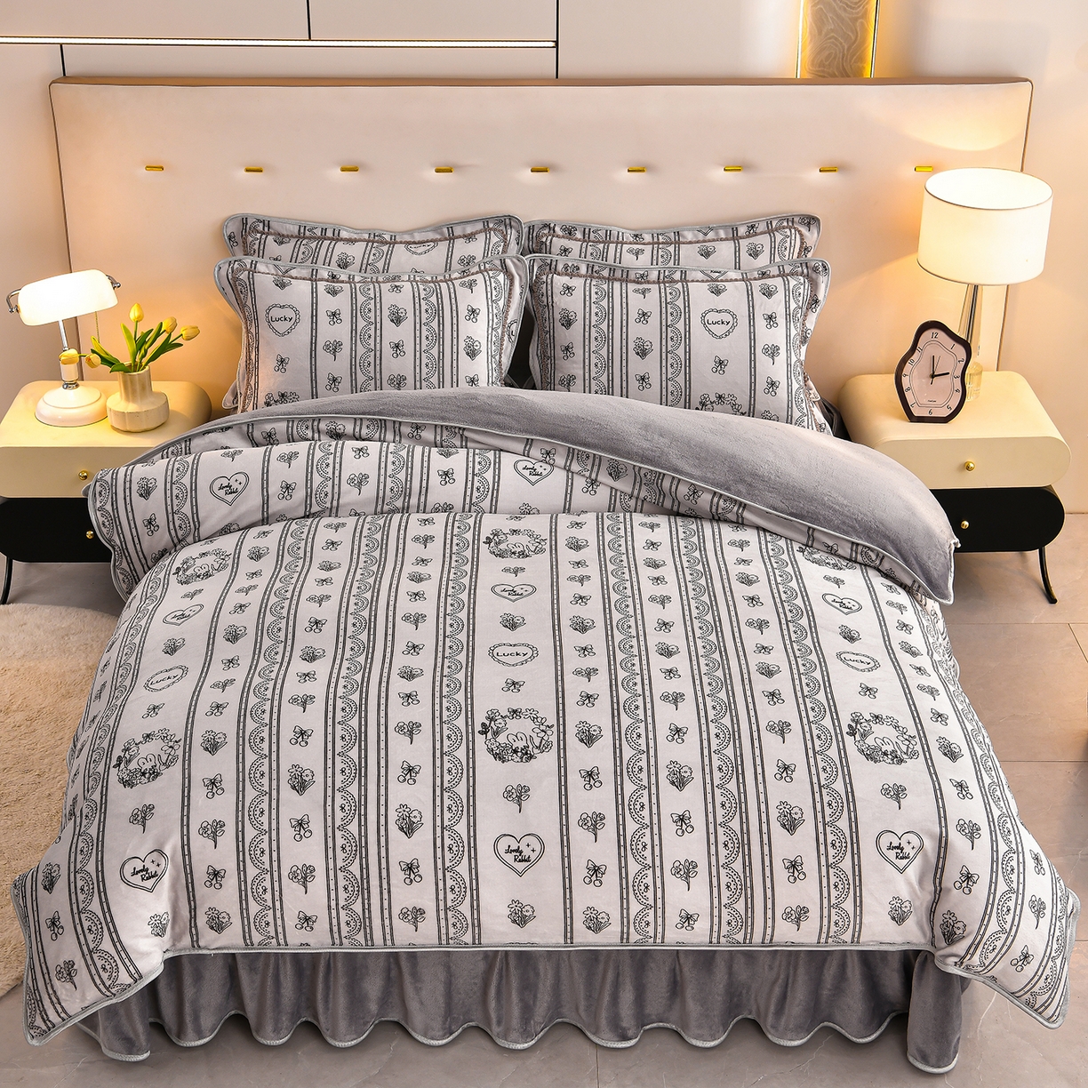 91家纺网 家纺一手货源 找家纺 曼尼家纺 2025新款7斤高克重牛奶绒四件套 风栖梦语