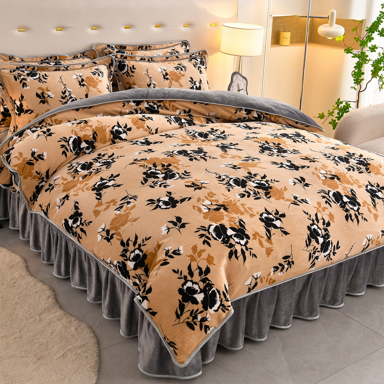 91家纺网 家纺一手货源 找家纺 曼尼家纺 2025新款7斤高克重牛奶绒四件套 柔暖棉花